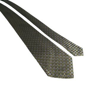 Croft Barrow Men Vintage Necktie Green  Blue Geometric Silk Tie